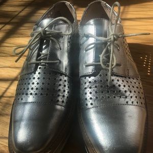 Silver, platform Oxfords.